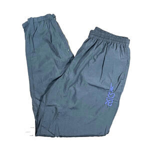 Vintage Asics XL Mens Joggers Athletic Pants Black Zip-Up Ankle 1990s 100% Nylon